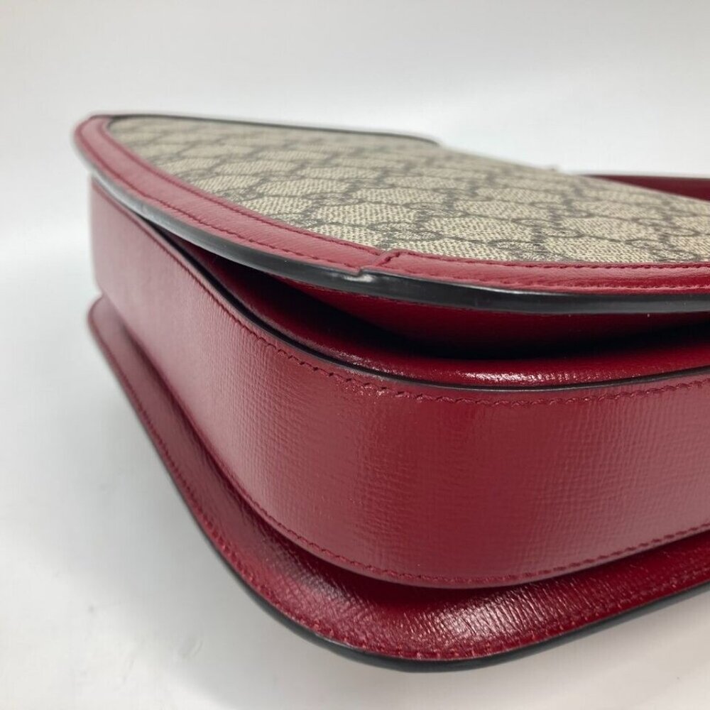 GUCCI 602204 GG Supreme Horsebit 1955 bag Shoulder Bag GG Supreme Beige/Red - Picture 12 of 16